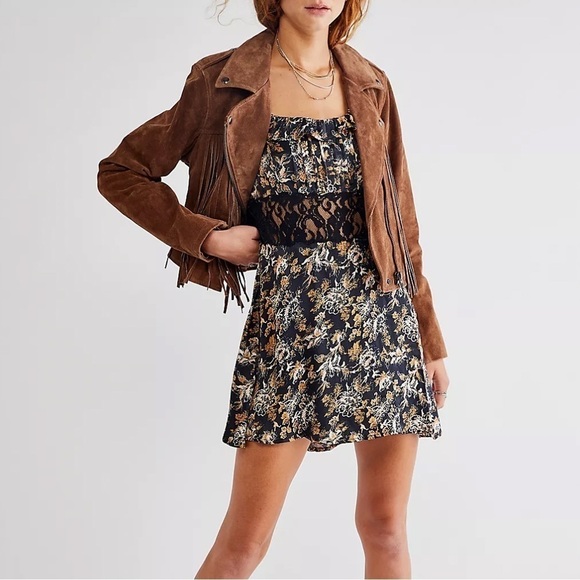 NEW Free People Lucie Mini Dress in Brown Multi Size‎ 8 - Picture 8 of 9